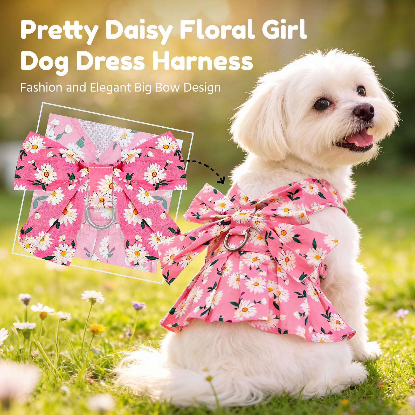 Amazon.com : BAEJMJK Dog Dress Bowknot Harness Leash Set for Small